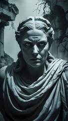 Obraz premium Illustration of Marble Sculpture of a Greek Stoic Philosopher, for Stoic Shorts