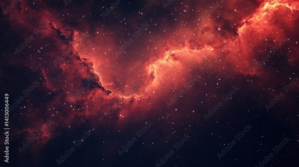 Wall mural vibrant cosmic red galaxy background with shimmering stars and nebula clouds perfect for design proj
