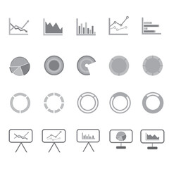 A set of modern infographic icons for business, finance, and education topics. Designed in a flat style with blue gradient tones, suitable for dashboards, slides, and data presentations. 