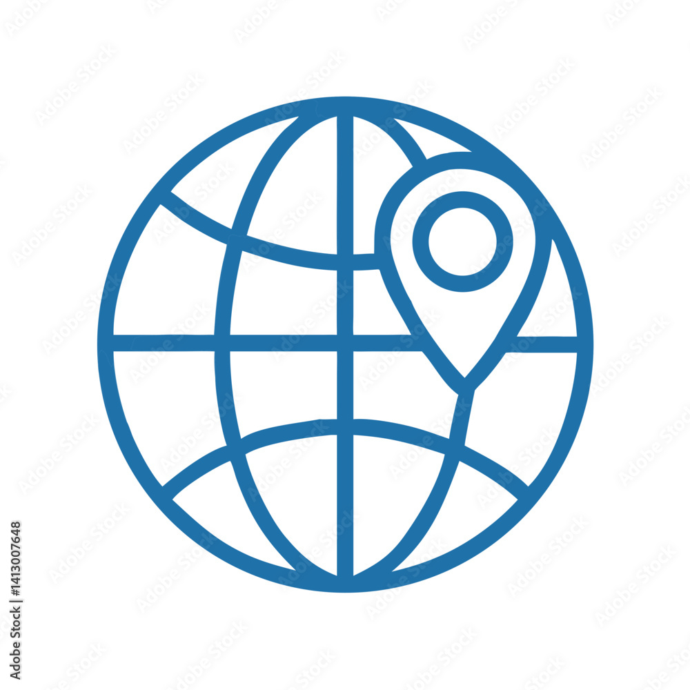 Poster globe with pin icon representing global business