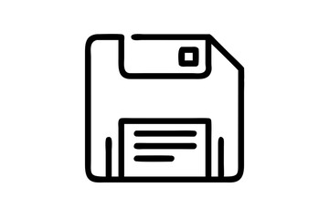 Minimalist Line Art of Floppy Disk – Save Icon for Apps & Web Design

