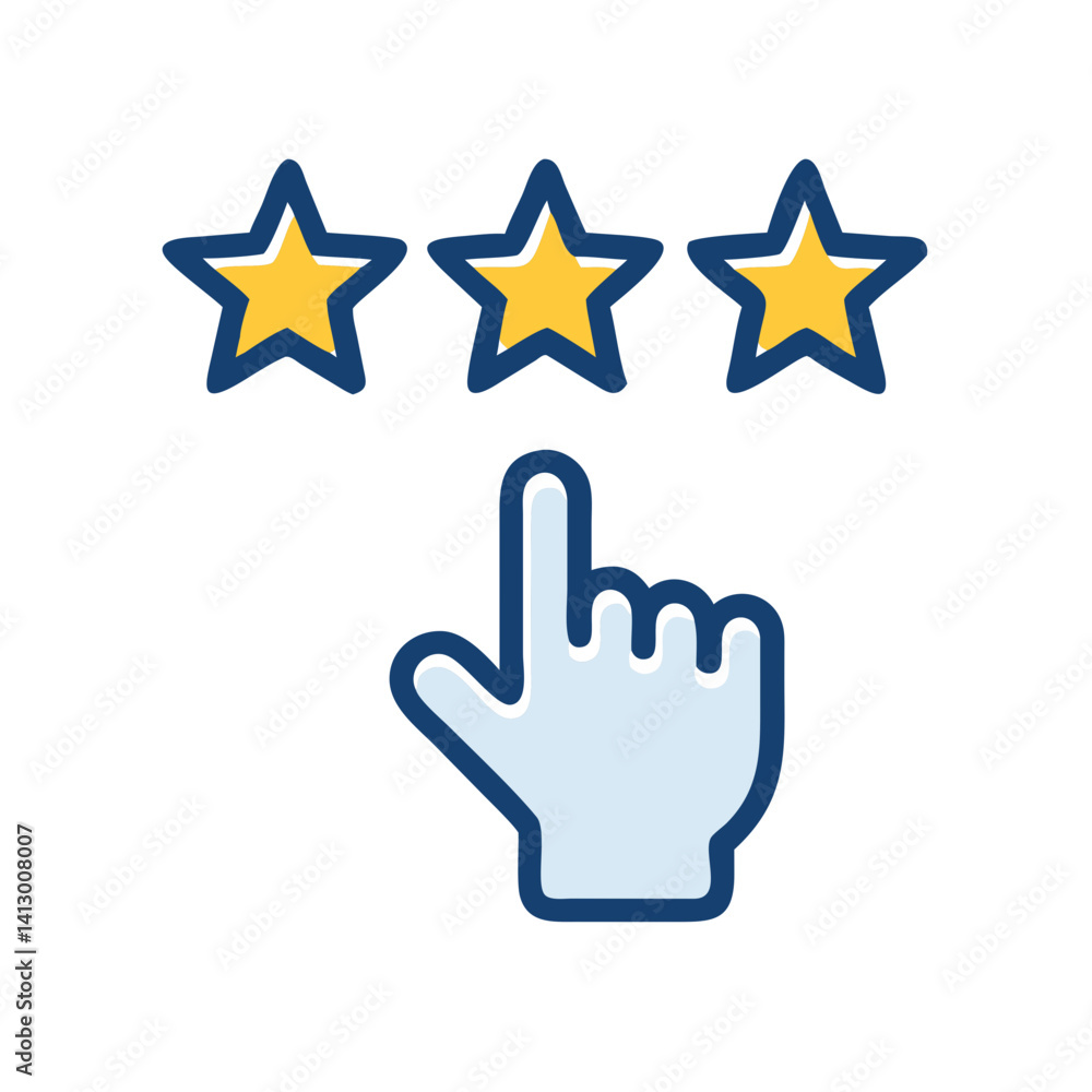 Poster hand clicking star icon representing rating selection