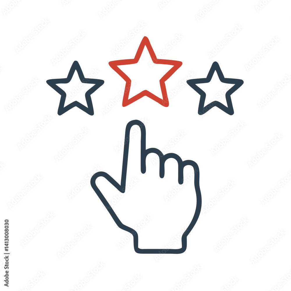 Poster hand clicking star icon representing rating selection