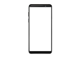  Smartphone with blank white screen. isolated on whit 
 PNGebackground