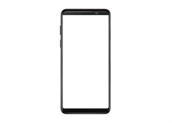  Smartphone with blank white screen. isolated on whit 
 PNGebackground