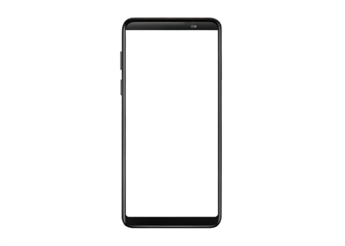  Smartphone with blank white screen. isolated on whit 
 PNGebackground