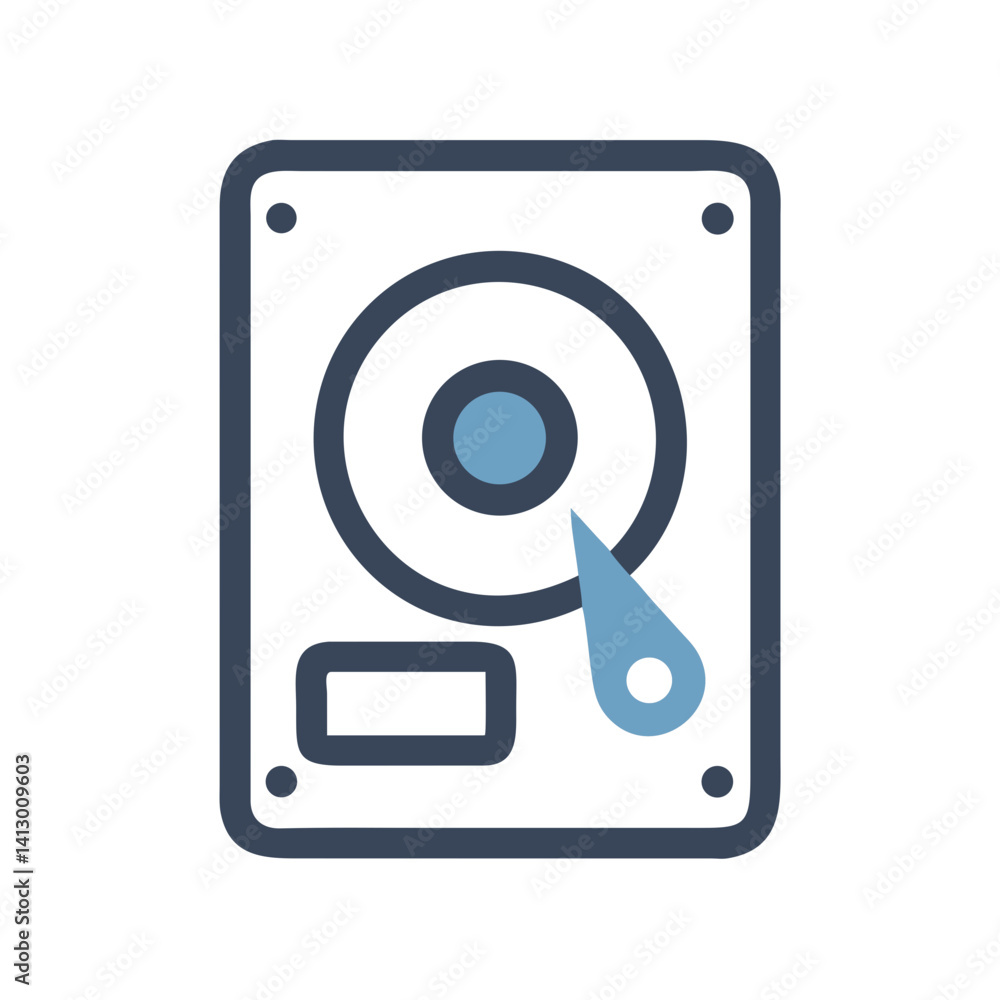 Poster hard disk icon – storage drive and component symbol