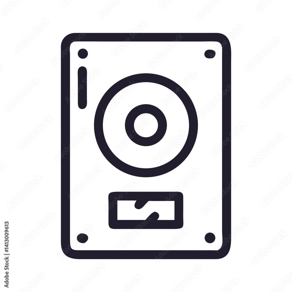 Poster hard disk icon – storage drive and component symbol