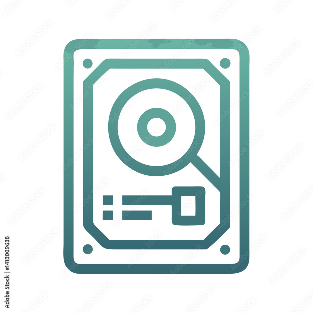 Poster hard disk icon – storage drive and component symbol