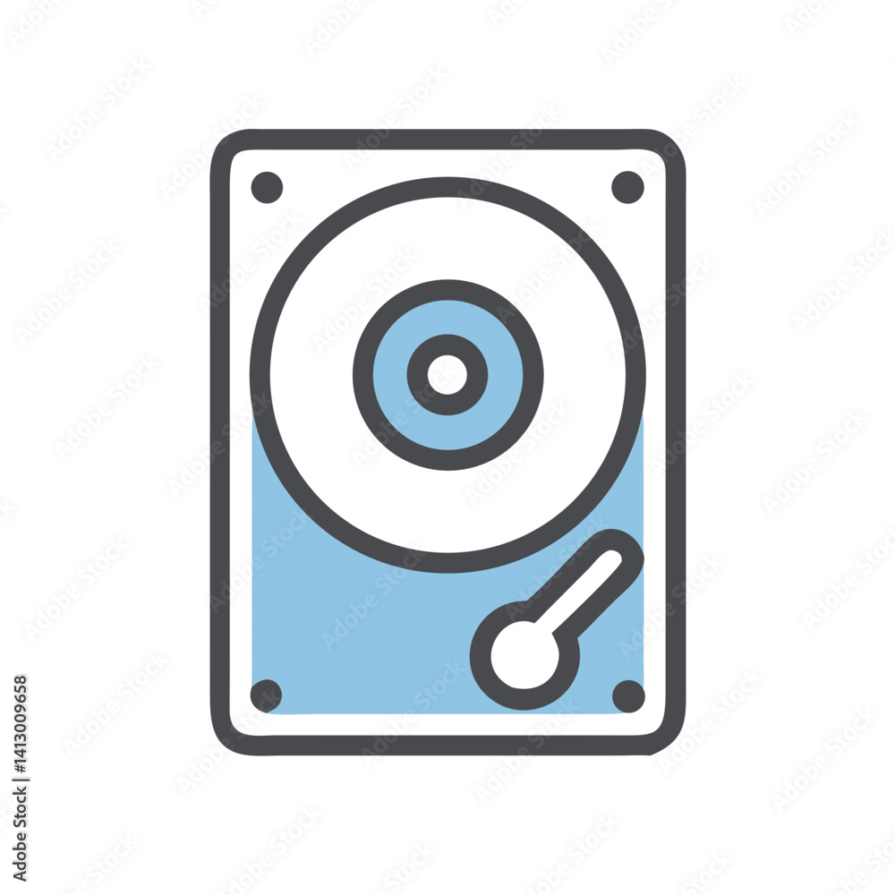 Poster hard disk icon – storage drive and component symbol