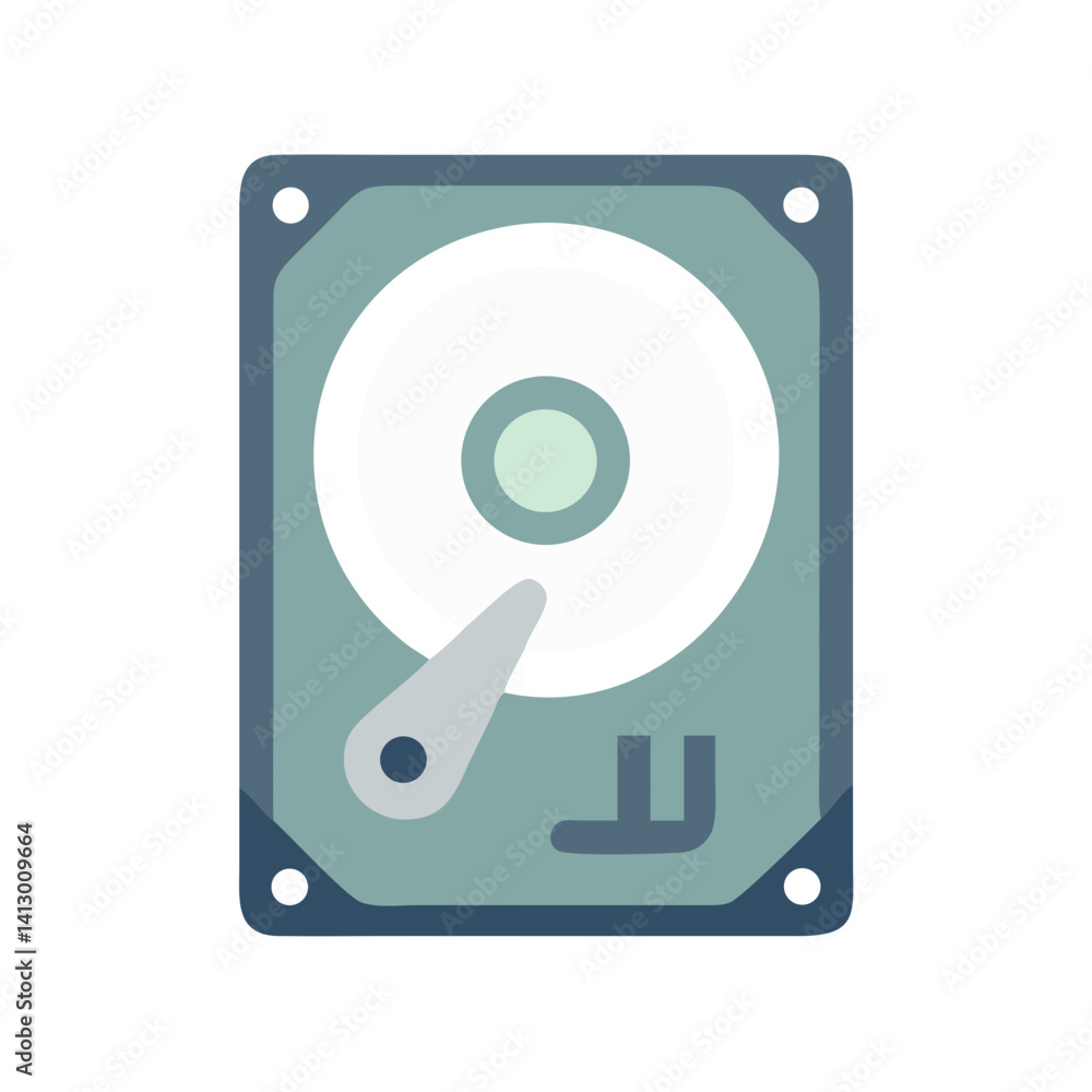 Poster hard disk icon – storage drive and component symbol