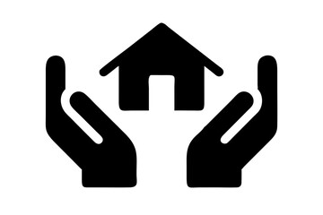 Hands Holding Home or Homeowners Insurance Flat Vector Icon


