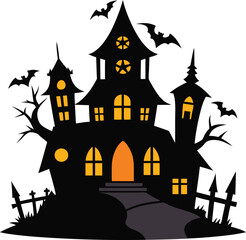 halloween castle vector illustration
