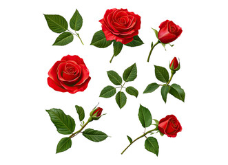 Red rose flowers green leaves
