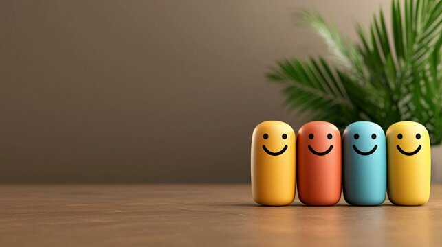 Bright infographic-style visuals of upward arrows and happy faces symbolizing rising mental health awareness and positive lifestyle trends around the world.