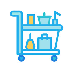 Obraz premium Housekeeping Cart Icon – Room Cleaning and Hotel Service Symbol