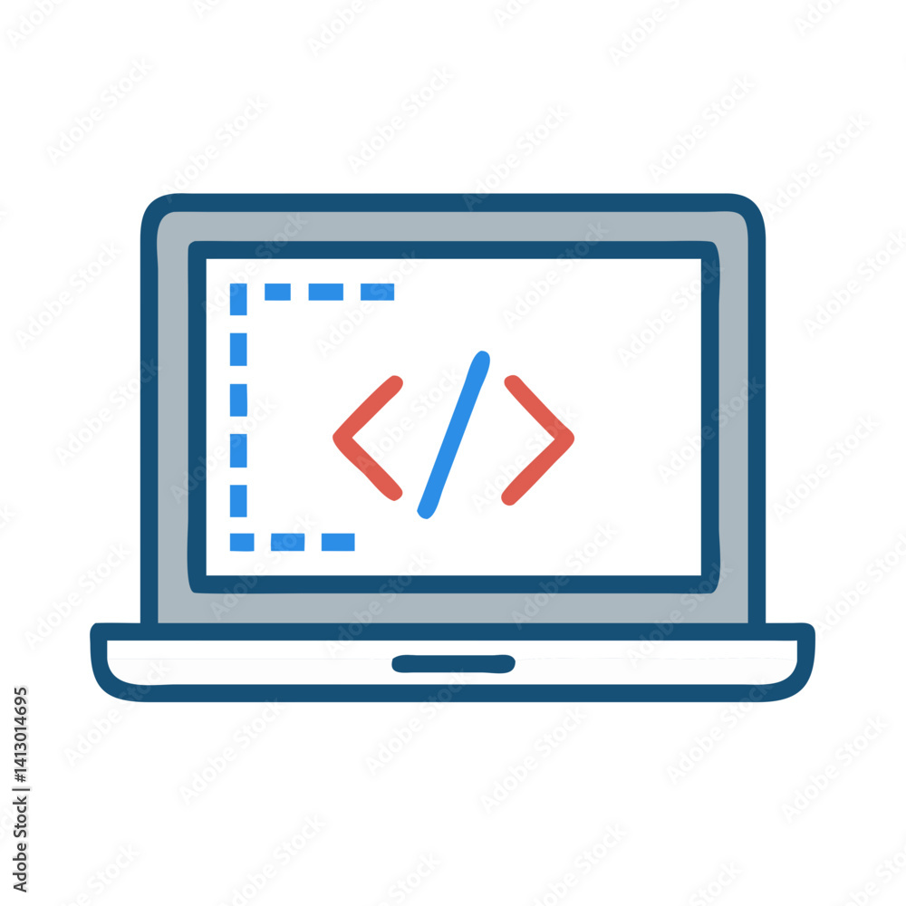 Poster Laptop with Code Icon – Web Development and Programming Symbol for Digital Solutions