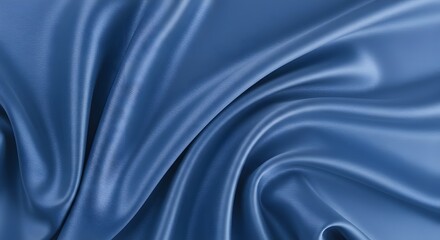 Fototapeta premium blue satin background, Silky Blue Fabric with Flowing Folds and Lustrous Sheen