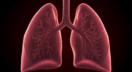 Human Lungs: Intricate Bronchial Network in Red Hues