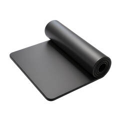 Fototapeta premium black yoga mat icon with smooth 3d plastic style, minimalistic design for apps and UI/UX design, isolated emoji on transparent background