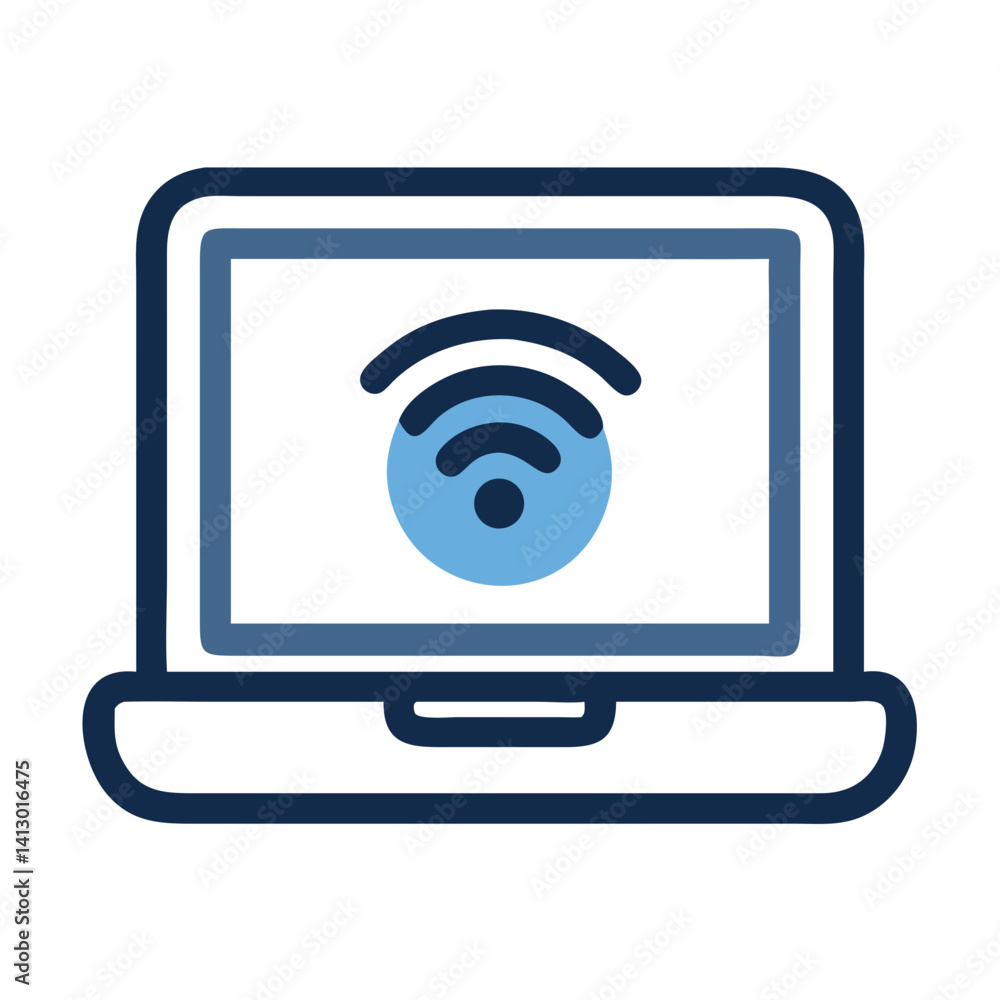 Poster Laptop with Wi-Fi Icon – Remote Work and Connectivity Symbol for Digital Nomads