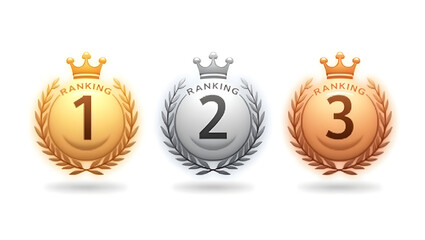 Gold Silver Bronze ranking medals
