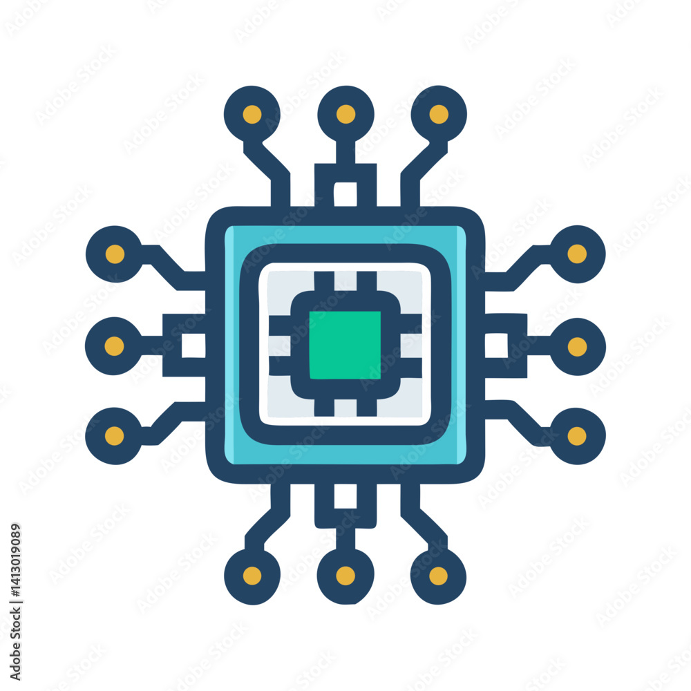 Poster Microchip Icon Representing Digital Processing