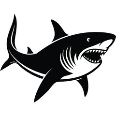 simple shark vector silhouette black color for animal element idea