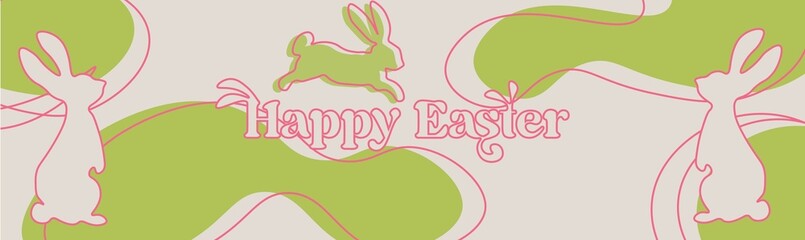 Happy Easter. Easter background. Easter eggs and flowers. Easter concept.	