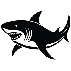 simple shark vector silhouette black color for animal element idea