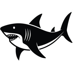 simple shark vector silhouette black color for animal element idea