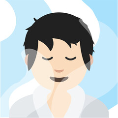 Man Relaxing in Steam Room
