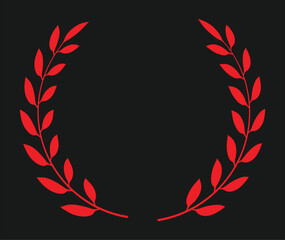 Circular Laurel wreath vector silhouette art on black background