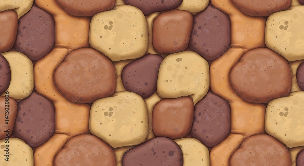 Poster cartoon stone wall background with detailed texture and color variation
