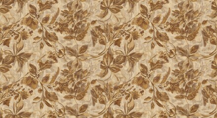 Floral Pattern with Earthy Tones and Vintage Style, Seamless Background