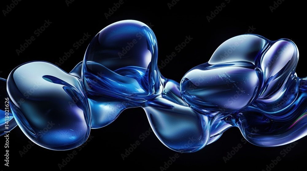 Poster flowing, translucent blue forms create a mesmerizing and fluid composition, capturing light and shad