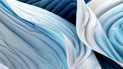 Abstract video concept with flowing, silky textures in blue and white. Close-up angle highlights the smooth, wave-like patterns. Live desktop wallpaper.