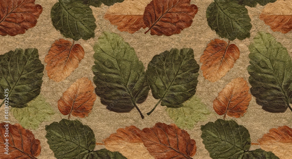 Poster fall leaves pattern design with autumn colors and textured background