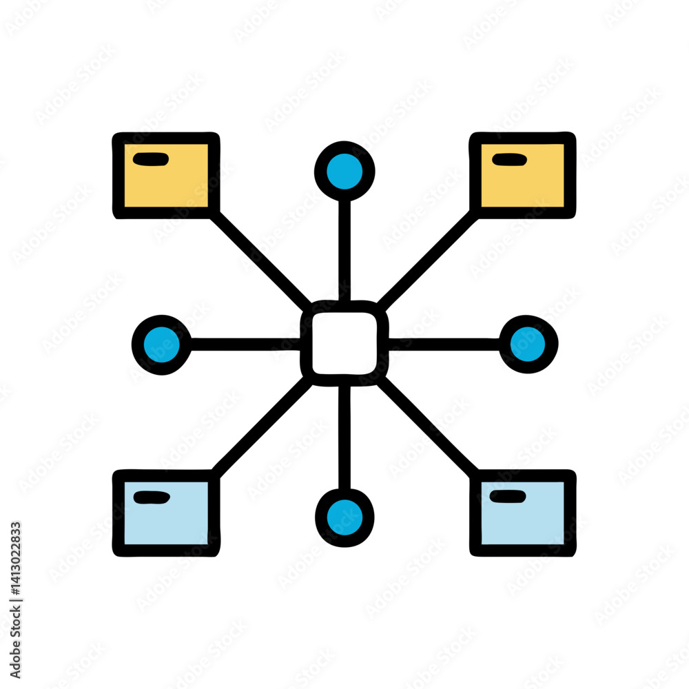 Poster network diagram icon representing system connectivity