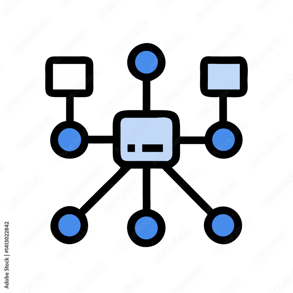 Poster Network Diagram Icon Representing System Connectivity