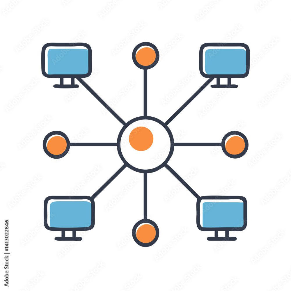 Poster network diagram icon representing system connectivity