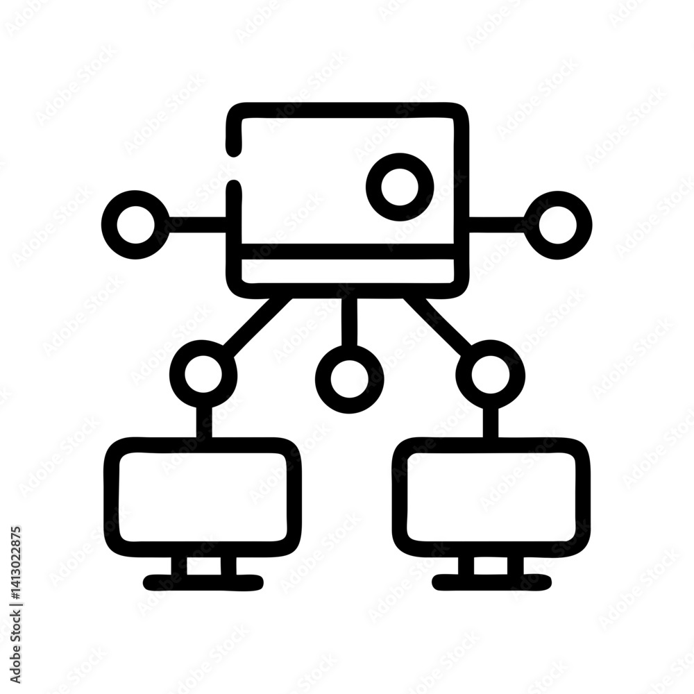 Poster network diagram icon representing system connectivity