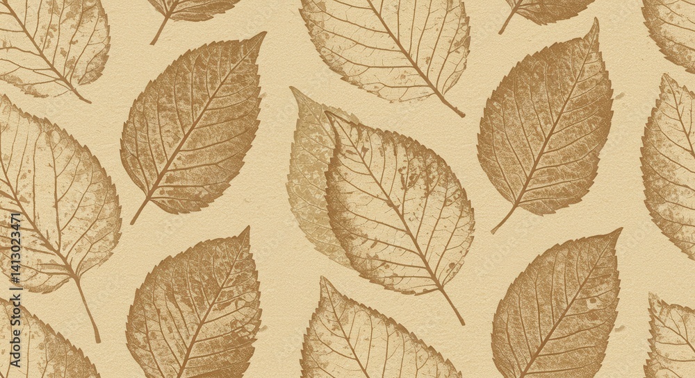 Poster elegant leaves pattern with a vintage style on a beige background