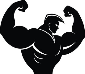 body builder side flexing arms vector
