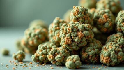 Obraz premium A close-up of THCA crystals with a textured surface that suggests it might be on a piece of glass or metal.