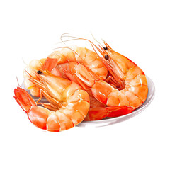 Vibrant Boiled Shrimp on transparent background