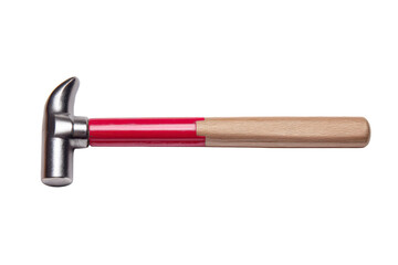 A pristine claw hammer, ready for projects: wood handle, shiny steel, and a bold red accent ring, a symbol of craftsmanship and hard work.
