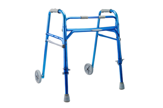 Steady Steps Forward: A Blue Walker Symbolizing Independence and Mobility for Seniors and Those Recovering from Injury.