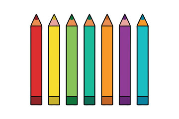 A set of coloring pencil vector art illustration