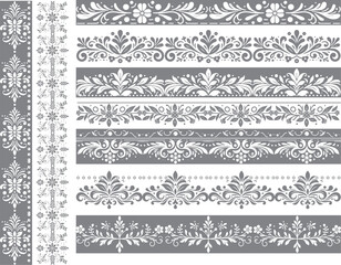 hand drawn floral ornamental borders with vintage motifs for graphic design scrapbooking textile prints and decorative edges

